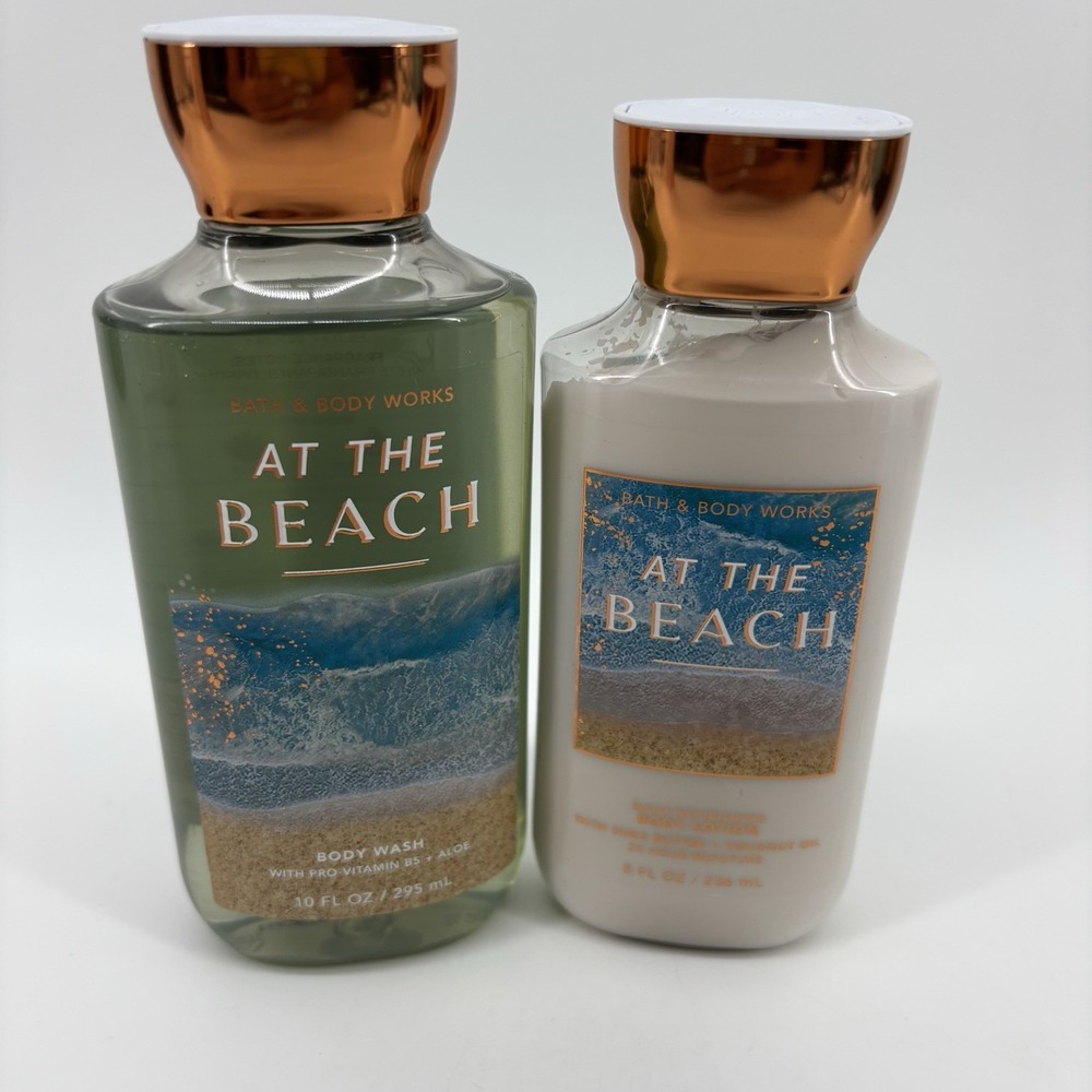 At The Beach Body Lotion 8 oz & Bath Shower Wash 10oz Bath & Body Works Set Of 2